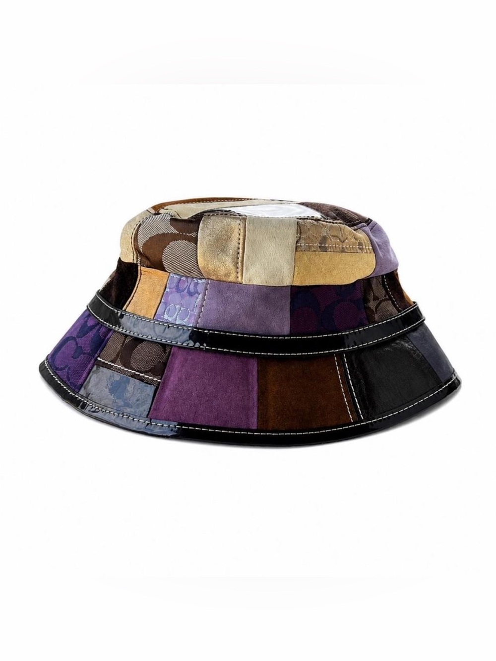 Vintage Y2K Coach Patchwork Purple Multicolor Bucket Hat - F80113